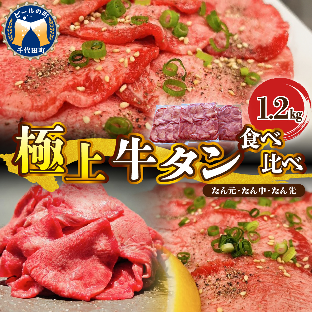 こだわり抜いた 極上牛タン食べ比べ（1200ｇ） 群馬県 千代田町 牛肉 牛タン お肉 焼肉 バーベキュー BBQ キャンプ アウトドア 冷凍便 お取り寄せ 送料無料 ch013-012rr