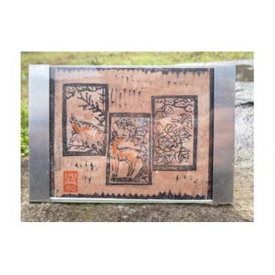 ふるさと納税 太良町 ポストカード(猪鹿蝶)版画 額入り　K2