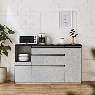 ふるさと納税 大川市 キッチンカウンター レンジ台 アンサンブル 幅159.2cm 【カラー:ストーンホワイト】 | 