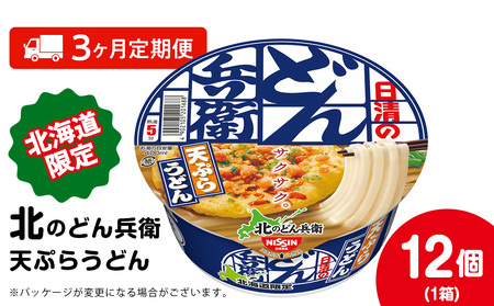 【定期便3カ月】日清 北のどん兵衛 天ぷらうどん [北海道仕様]12個