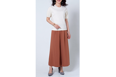 日本製 カシミヤ100% レディース クルーネック半袖 白 Mサイズ [2582]