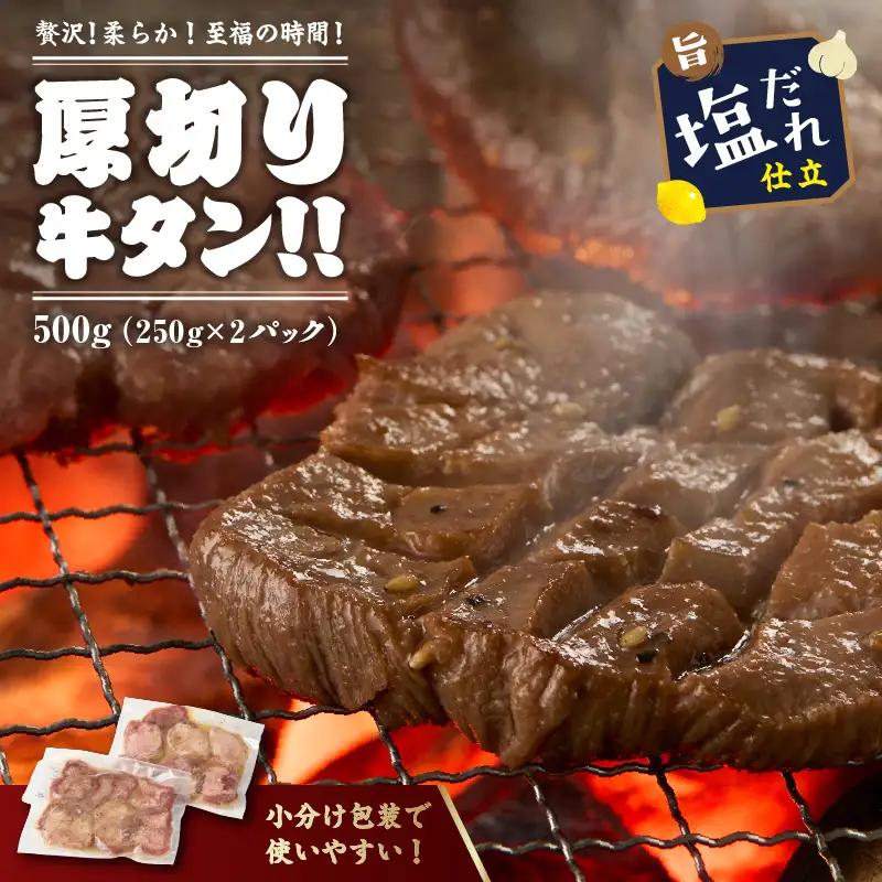 【訳あり】贅沢！やわらか！至福の時間！！厚切り塩だれ牛タン！！500g（250g×2パック） | 牛タン