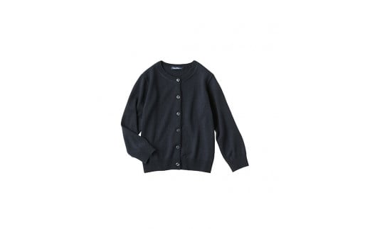 6-133 【ファミリア】丸首カーディガン　アクリル60％ウール40％　※ネイビー　１３０ｃｍ　ALPEB006-NV-130