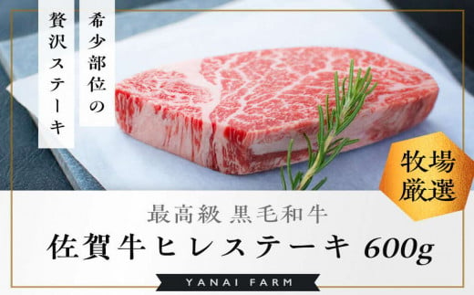 《佐賀牛》「梁井」希少部位 ヒレステーキ 3枚 600g【佐賀牛 ヒレステーキ フィレステーキ ヒレ肉 フィレ やわらか 上質 サシ 美味しい パーティー イベント ブランド肉】 J-C081014