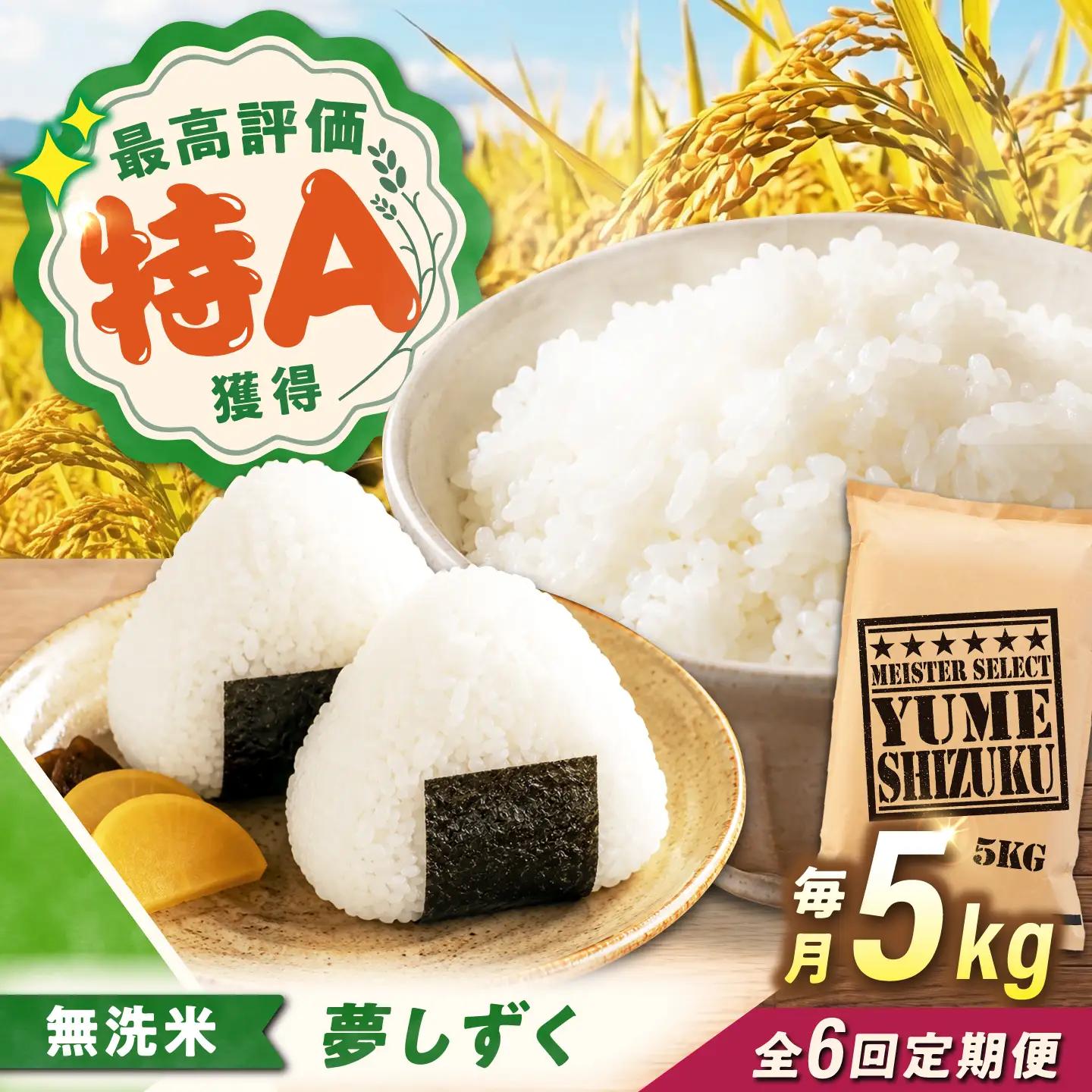【6回定期便】 無洗米 夢しずく 5kg 無洗米 [UFE012]