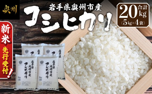＼ 令和8年産 新米 先行受付 ／  令和8年産 白米 コシヒカリ 20kg(5kg×4袋) 岩手県 奥州市産 米 お米 こめ ご飯 ごはん 精米 【第三ライスセンター】 [BC013-R8]