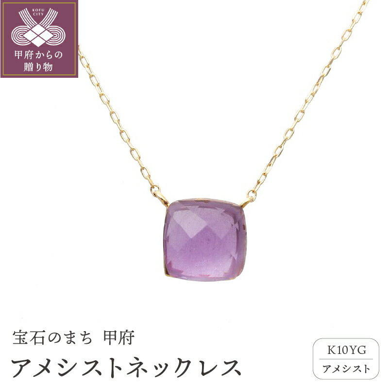 【ふるさと納税】＜ 甲府ジュエリー ＞ ネックレス ペンダント ジュエリー アクセサリー レディース アメシスト 10金 イエローゴールド パープルカラー 2月 誕生石 ジュエリーケース付 保証書付 k187-055