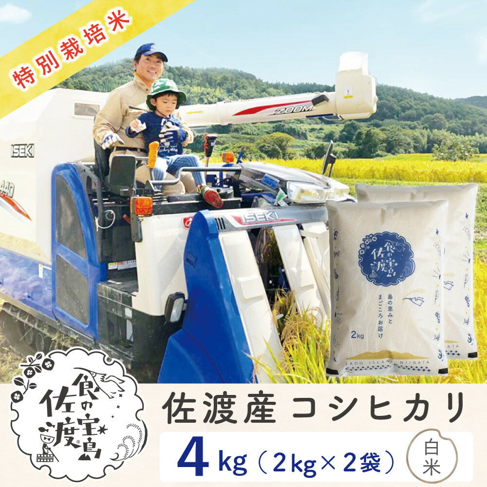 【ふるさと納税】佐渡島産コシヒカリ 白米4Kg（2Kg×2袋） 特別栽培米 農家直送