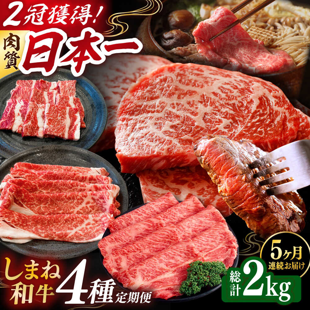 【ふるさと納税】【全5回定期便】和牛 肉質日本一！しまね和牛 寄附額10万円分 計2kg 食べ比べ セット 和牛 牛肉 ステーキ 焼肉 にく モモステーキ モモスライス ロースステーキ 詰め合わせ お取り寄せ グルメ 人気 おすすめ 島根県雲南市/Do corporation株式会社[AIDI017]