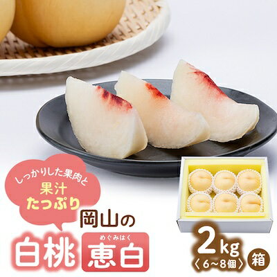 【ふるさと納税】【先行予約・2025年9月上旬より発送】しっかりした果肉と果汁たっぷり岡山の白桃・恵白(2kg箱)【配送不可地域：離島】【1441484】