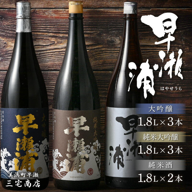 【ふるさと納税】【早瀬浦】純米大吟醸 1800ml × 3本 ＆ 大吟醸 1800ml × 3本 ＆ 純米酒 1800ml × 2本 セット【入手困難 飲み比べ 日本酒 地酒 福井 美浜 早瀬 フルーティ 男酒 硬水 ミネラル 希少 父の日 ギフト プレゼント ご褒美 家飲み 敬老の日】 [m16-p001]