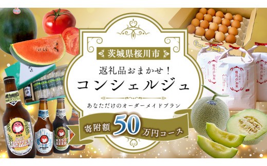 
【 茨城県桜川市 コンシェルジュ】 返礼品おまかせ！寄附額 50万円 コース オーダーメイド サービス ピックアップ 高額 代行 お好み セット 詰め合わせ [BR014sa]
