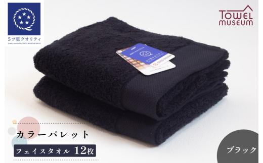 カラーパレット フェイスタオル12枚セット（ブラック） タオル美術館【I001720FT12BK】