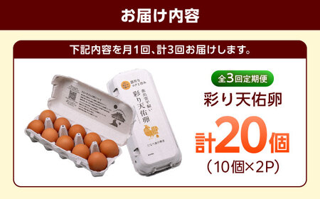 【卵 定期便3か月】平飼いたまご 彩り天佑卵 20個 [AIDL012] 