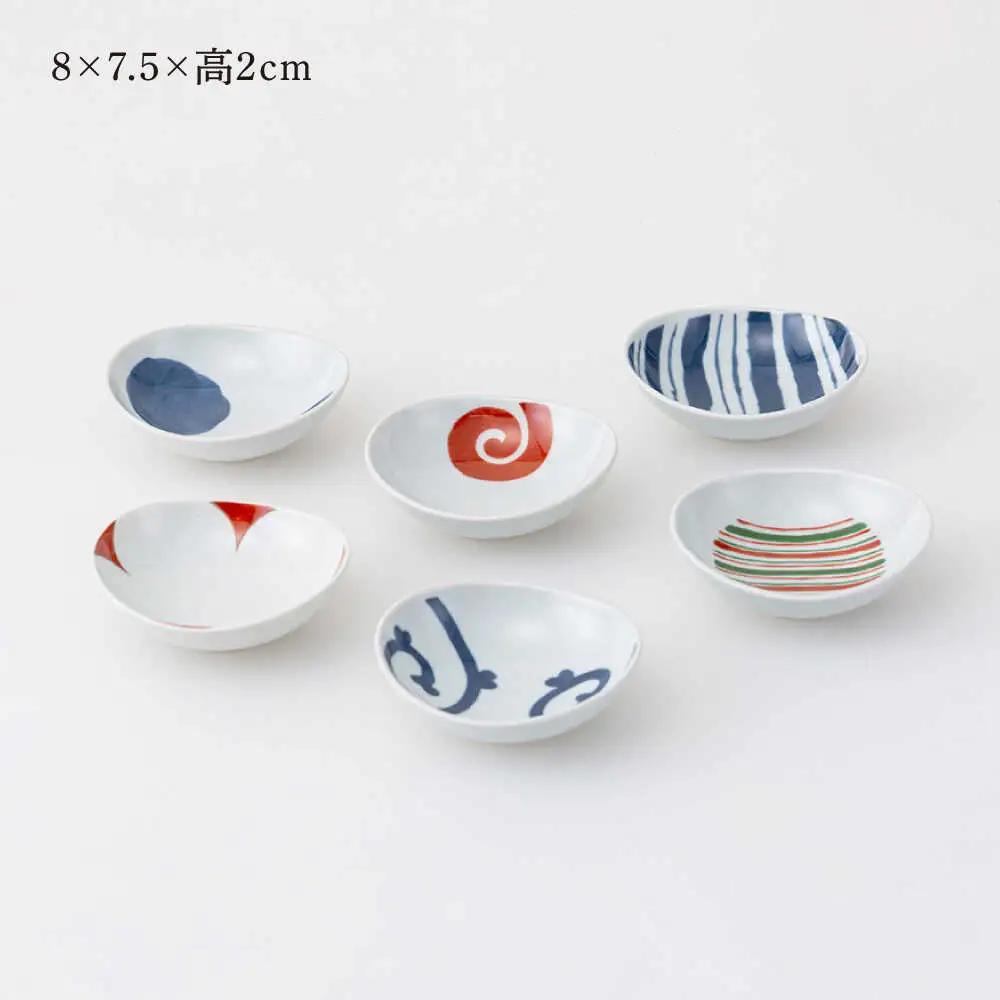 【波佐見焼】染錦絵変り 六客楕円珍味揃 ２セット 食器 ギフト【西海陶器】[OA518]