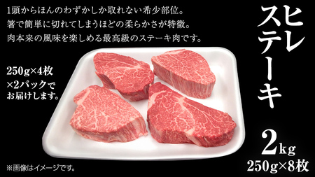 【 常陸牛 】 ヒレ ステーキ 250g × 8枚 (合計 2kg )（茨城県共通返礼品） 茨城県産 牛ヒレ肉 牛肉 ヒレ 牛ヒレ ステーキ 常陸牛 藤井商店