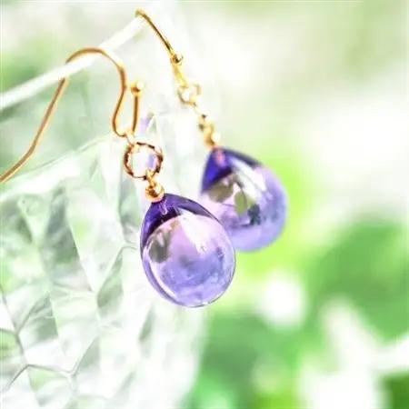 【Soukore】ガラスアクセサリー・ラベンダー＆トワイライト・ピアス(ゴールド)【1626467】