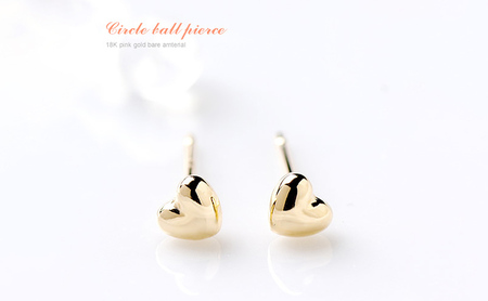 K18ピンクゴールド　ハート型ピアス　3ミリ　110814 SWAE003