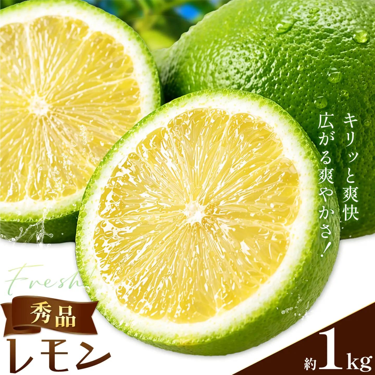 レモン 秀品 緑色 檸檬 1kg (1kgあたり8-11玉前後) 株式会社農業福祉研究機構《10月上旬-11月上旬頃出荷》和歌山県 紀の川市 フルーツ 果物 お取り寄せフルーツ