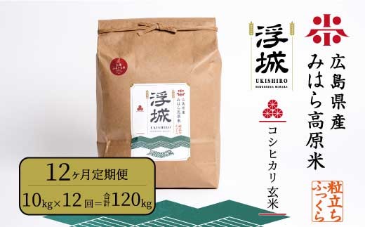 
                  《令和7年》【12か月定期便】みはら高原米 浮城 ～ こしひかり ～ 玄米 10kg コシヒカリ お米 米 ごはん ご飯 広島県 三原市 220064
                