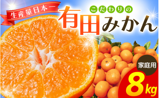 【2025年12月発送予約分】【家庭用】【農家直送】こだわりの有田みかん 約8kg＋250g(傷み補償分) 有機質肥料100% サイズ混合　【12月発送】※北海道・沖縄・離島配送不可【nuk100-12】