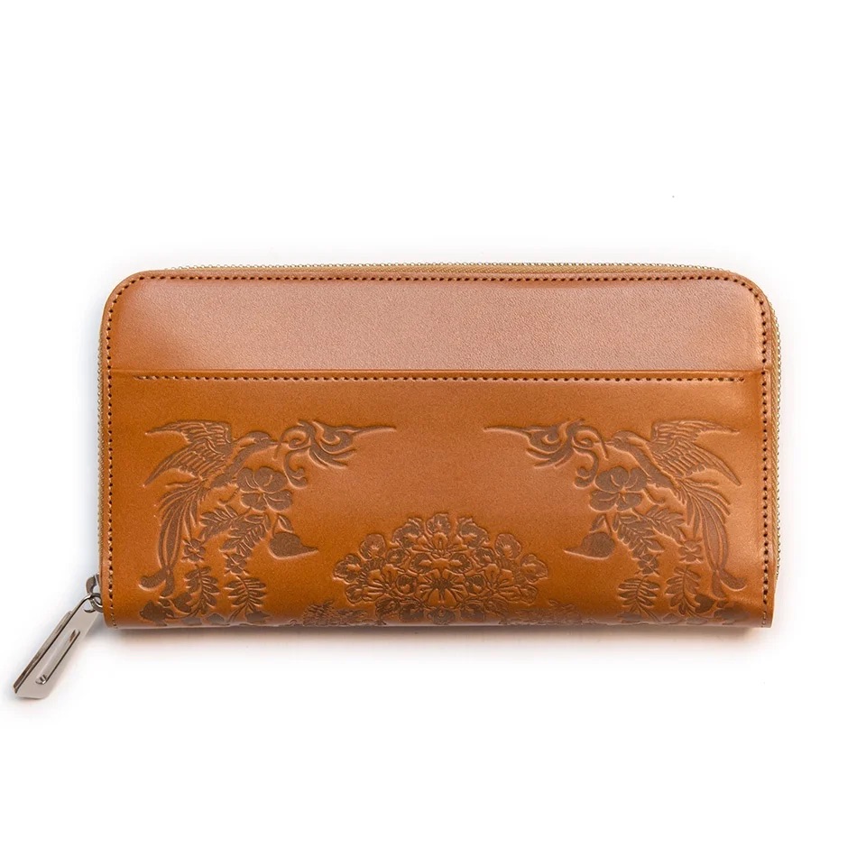 正倉院文様革財布 あをによし 胡桃（キャメル）HARUHINO 奈良県 奈良市 なら 170-002