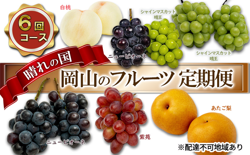 フルーツ 2024年 先行予約 晴れの国 岡山 の フルーツ 定期便 6回コース 桃 ぶどう 梨 岡山県産 国産 フルーツ 果物 ギフト