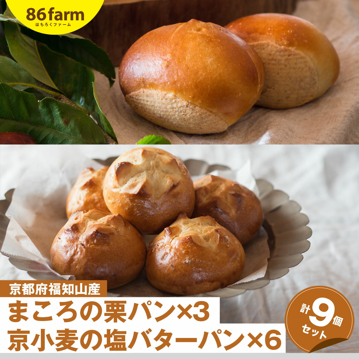 【ふるさと納税】【10月31日まで！】まころの栗パン3個・京小麦の塩バターパン6個セット / パン ぱん 栗パン 丹波 丹波栗 大粒 渋皮煮 塩バターパン 京小麦 石臼挽き 贅沢 おやつ スイーツ セット ギフト 京都府 福知山市 FCAM010