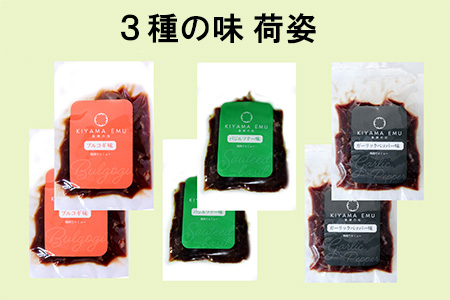 【隔月3回】エミュー焼肉用3種の味セット【エミュー 基山産 高タンパク 高鉄分 低カロリー ヘルシー ジビエ 貴重肉 鉄分補給】C7-A006306
