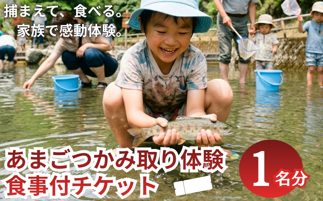 【人気】あまごつかみどり体験チケット　1名様分〈調理込み・おにぎり付き〉家族みんなで笑顔になれる清流体験 子ども主役の夏休みアクティビティ 魚つかみ取り 兵庫県丹波市