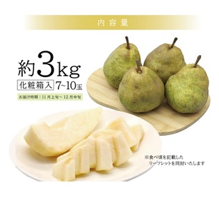 SA2087　有袋栽培 ラ・フランス　約3kg(7～10玉入) 化粧箱入