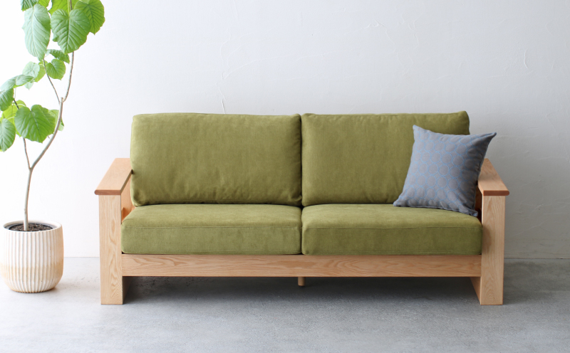 クッション おしゃれ タンバリン グレー(ブルー) 正方形 約 45 × 45cm ミナペルホネン dop tambourine 生地 刺繍 ソファ 家具 インテリア 秋山木工 秋山木工株式会社 静岡