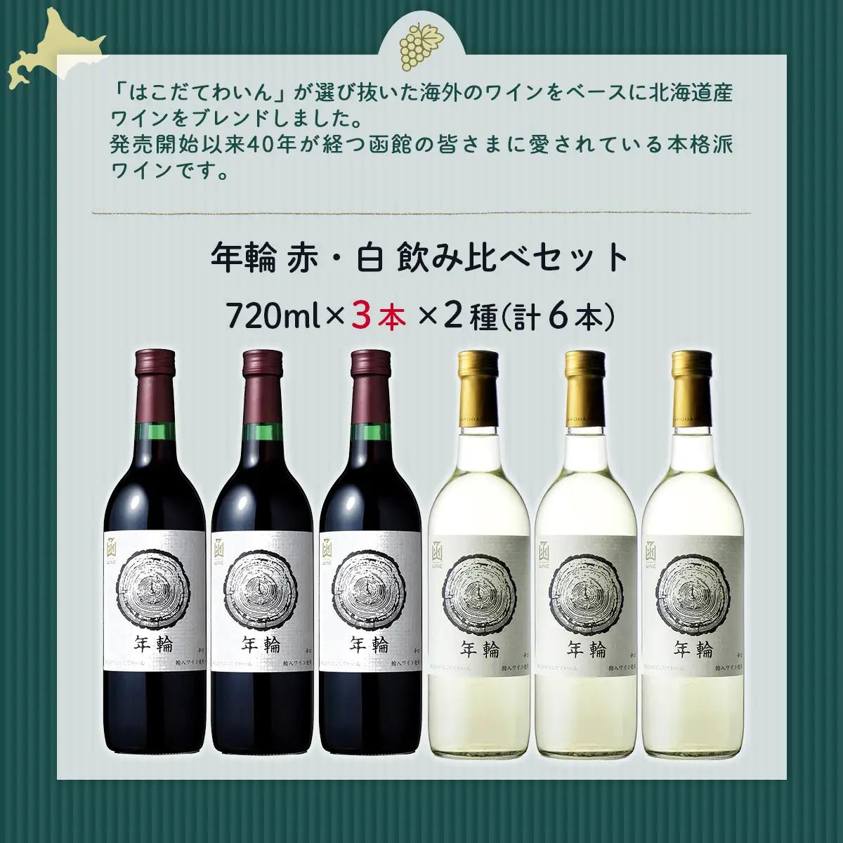 年輪　720ml　飲み比べ6本セット（赤3本・白3本） NAX013