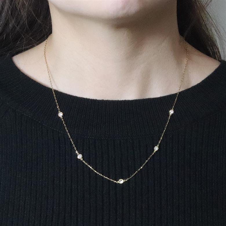 K18　0.55ct　ダイヤモンドステーションネックレス　BQ200