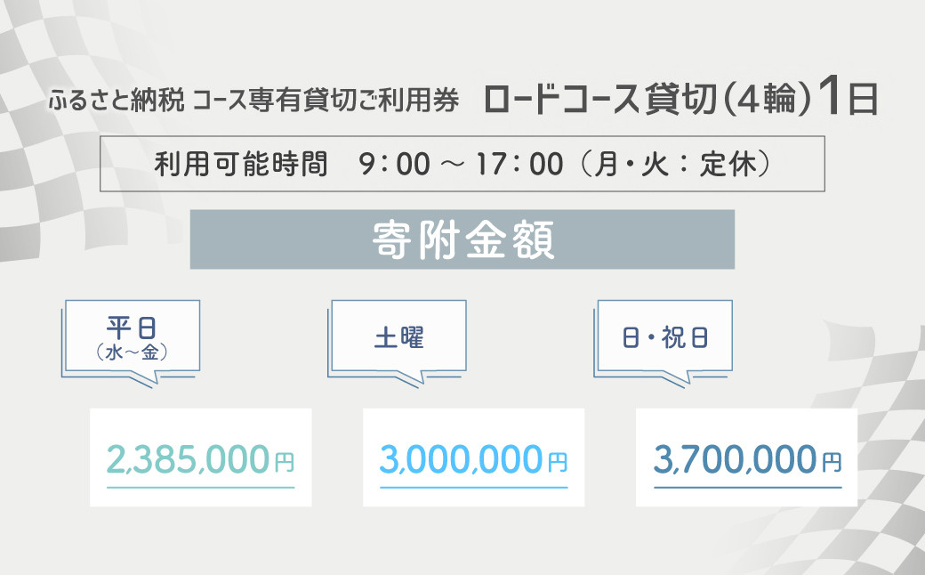 【SPA直入 貸切】 4輪 土曜 1日 コース専有貸切 申込証 【一般利用可能】