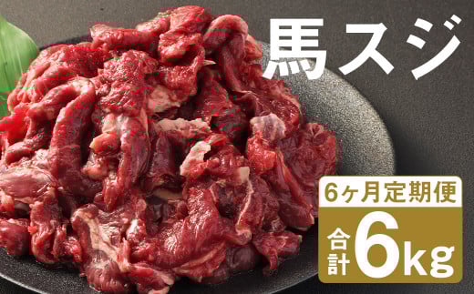 【6ヶ月定期便】 馬スジ 1kg （500g×2パック）×6回 馬肉 肉 馬すじ スジ 定期 冷凍