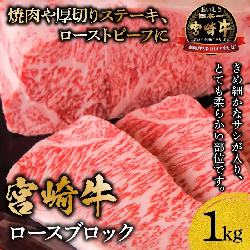 牛肉 ステーキ 牛肉[宮崎牛 ロース ブロック 1kg]