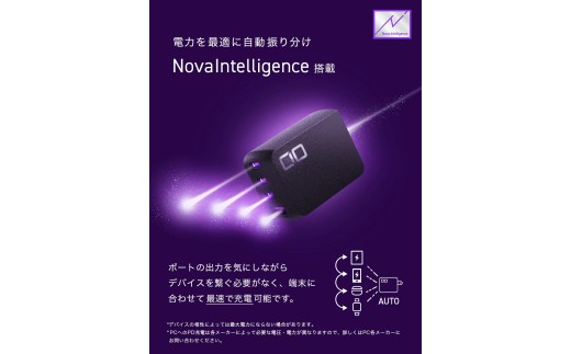 NovaPort QUAD II 67W 3C1A(ブラック)｜CIO NovaPort QUAD2 67W 急速充電器 PD [世界最小級 CIO独自技術 NovaIntelligence NovaEngine搭載] 4ポート USB-C×3 + USB-A×1 ACアダプター コンセント 軽量 iPhone Android Galaxy MacBook iPad向け [3251]