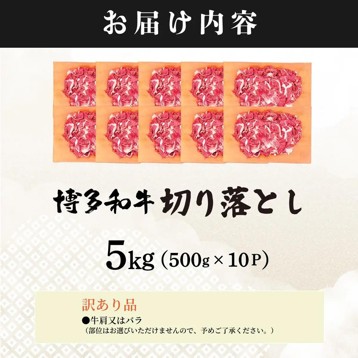 【訳あり】博多和牛 切り落とし 5kg（500g×10）