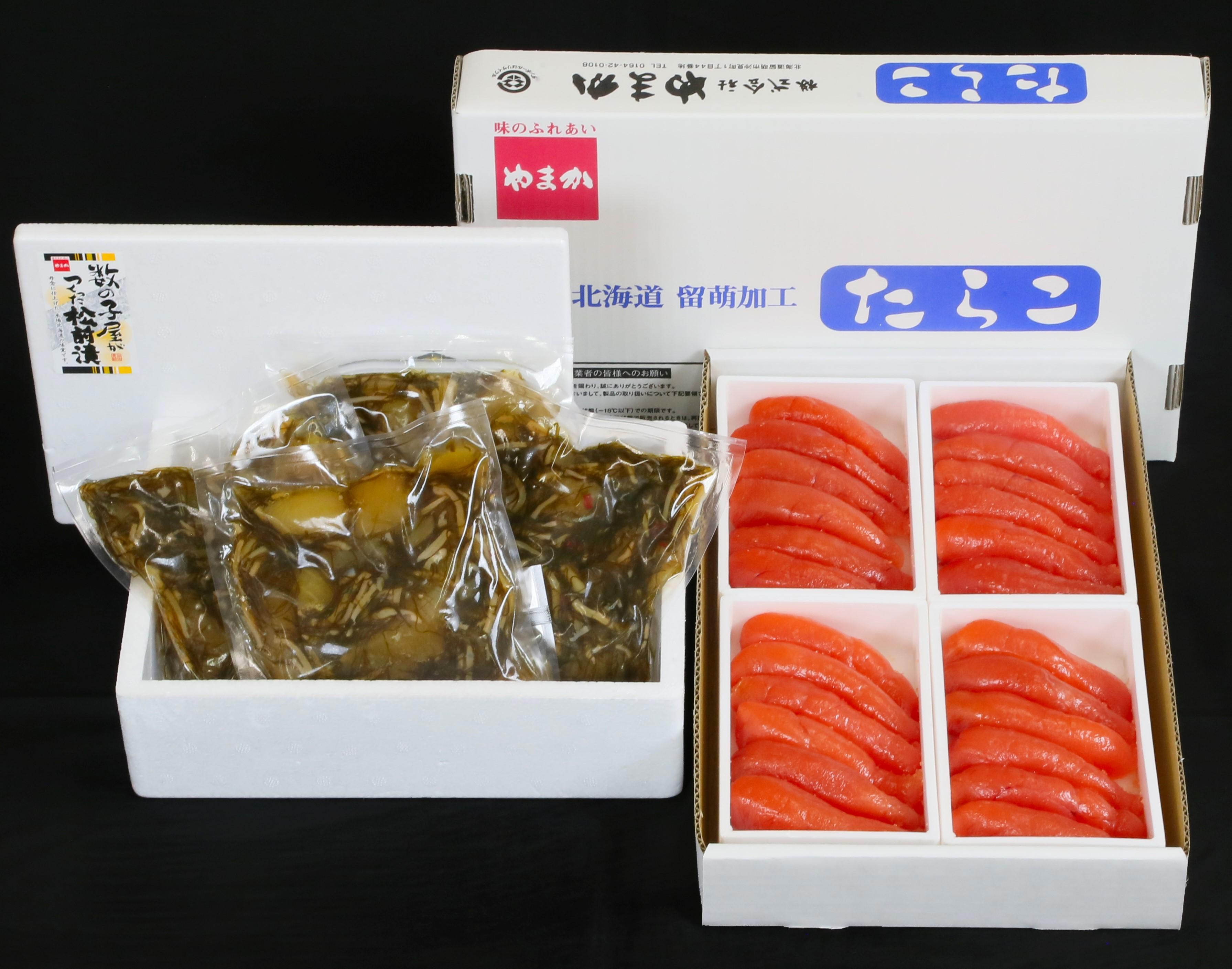 
松前漬1kg（250g×4入）・塩たらこ1kg（250g×4入）
