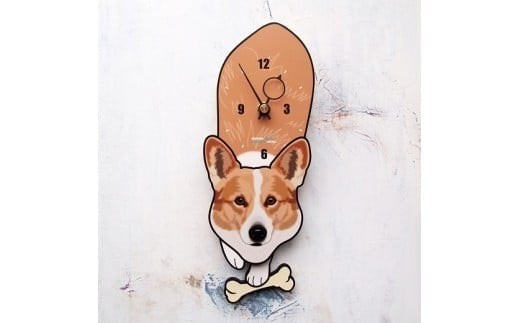 D-88W4 コーギー-犬の振り子時計毛糸玉04.YELLOW C-CD-088A