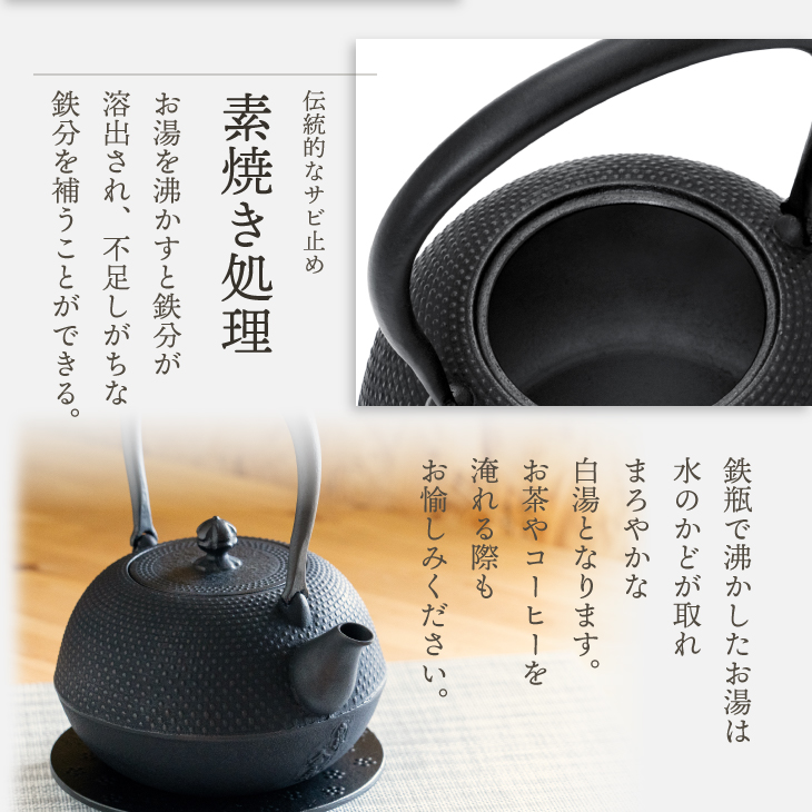 南部鉄器　鉄瓶　寒梅あられ鉄瓶　～ARARE～　1.2L [BE001]