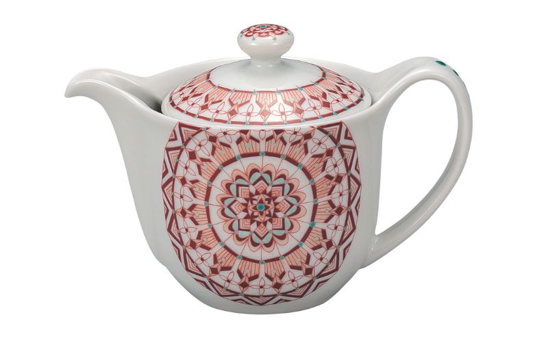 九谷焼 ポット急須・赤絵丸紋