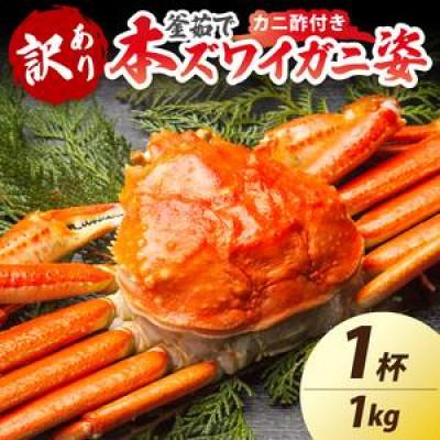 ふるさと納税 京丹後市 【大好評!カニ酢付き】訳あり!釜茹で!特大本ずわいがに姿 1kg×1杯