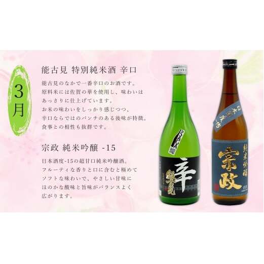 《年4回 さがん酒 定期便》金賞受賞 七田 宗政 能古見 万齢 720ml×2本×4回定期便 【佐嘉蔵屋】 飲み比べ 日本酒 七田 宗政 能古見 万齢 720ml 2本 S100-5_イメージ2