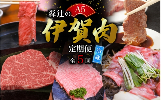 
                  【冷蔵】伊賀肉 森辻の【定期便】伊賀牛A5各種 5回お届け【mrtj-tkb0001】
                