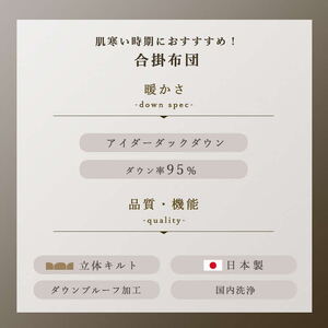最高級羽毛布団 アイダーダックダウン 合掛け布団 クイーン 1枚 （ブルー） 羽毛布団
