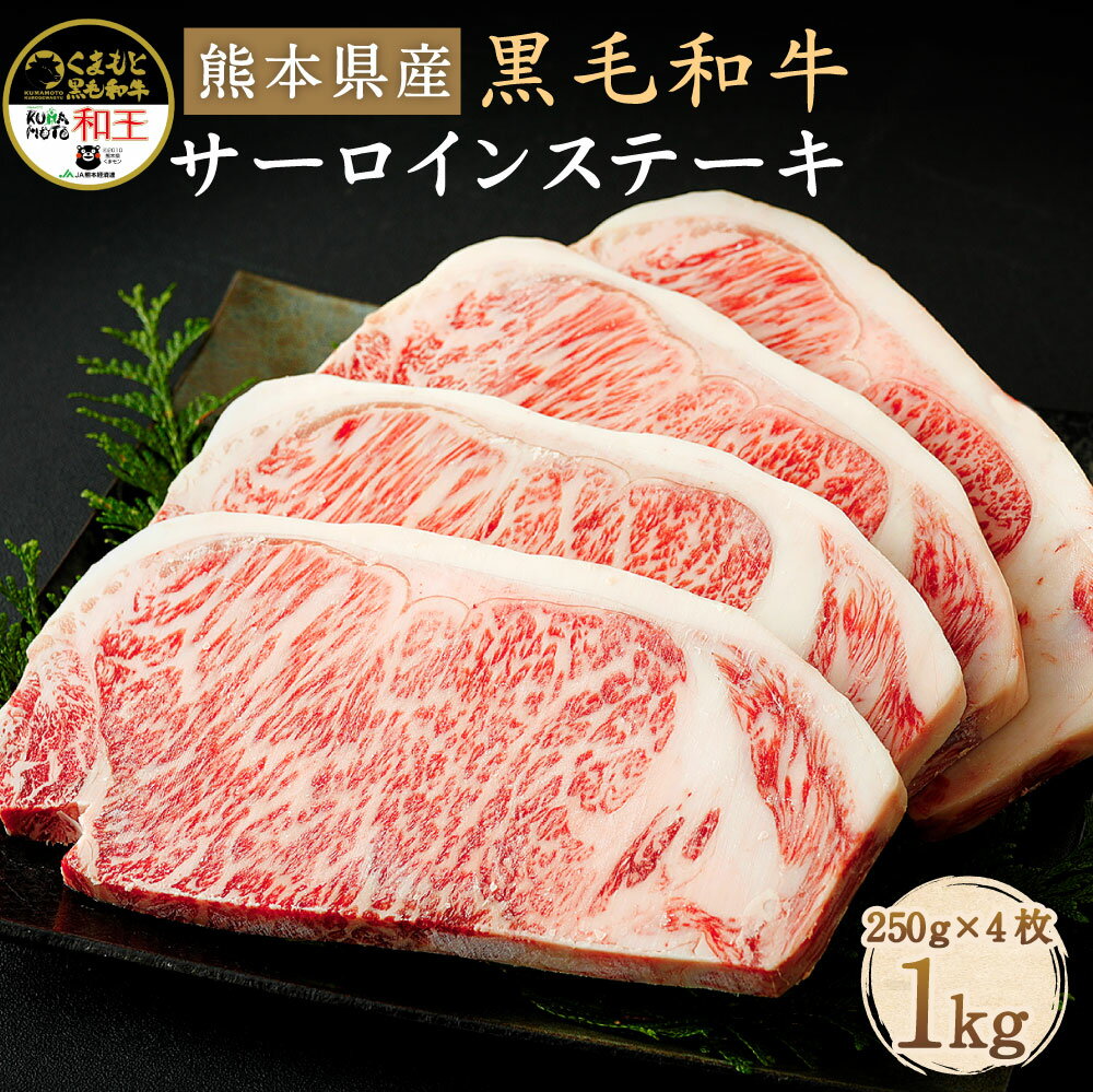 【ふるさと納税】和牛 和王 サーロインステーキ 合計1kg 250g×4枚 熊本県産 黒毛和牛 牛肉 ステーキ 冷凍 九州産 国産 菊池市 送料無料《90日以内に出荷（土日祝を除く）》