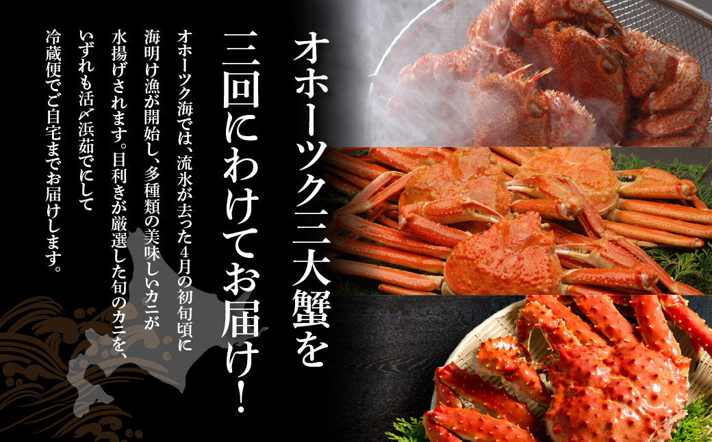 【先行予約・定期便】オホーツク美味3大蟹定期便（2027年4月より発送予定） ABAO2187