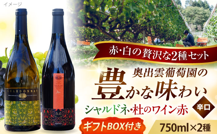 奥出雲葡萄園 【ギフト包装】シャルドネ（白ワイン）・杜のワイン赤セット 国産 ワイン セット 島根県雲南市/有限会社奥出雲葡萄園 [AICS030]